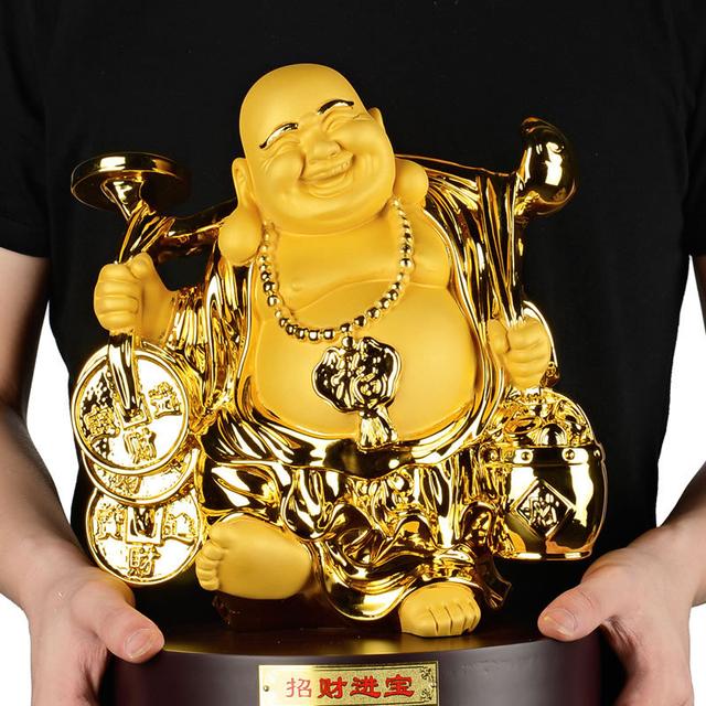 风水绒纱金弥勒佛摆件