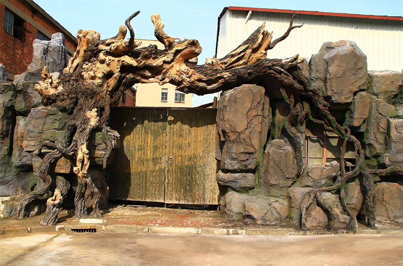 假山假树大型水泥雕塑水泥栏杆人造景观公园景区泥雕塑