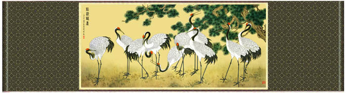 织锦画热销中  《松龄鹤寿图》是现代工笔画大师陈之佛先生的国礼作品