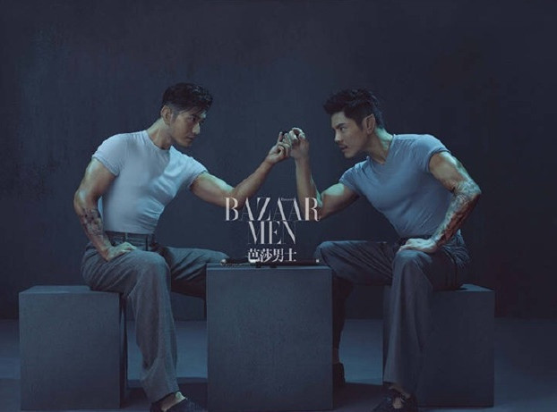 黄晓明向佐携手拍大片大秀肌肉