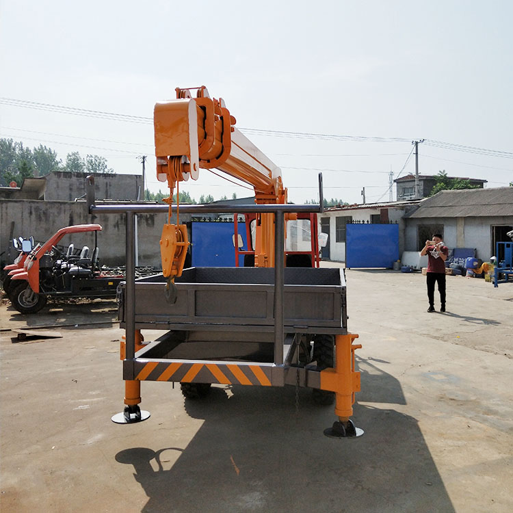 带吊机的最小的三轮车,五征农用车自制背树车,移树专用小吊机