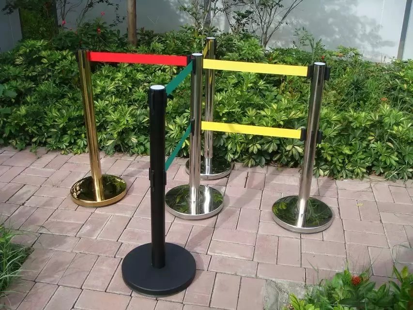 供应一米线不锈钢立柱警戒杆银行两米线,双层警戒杆价