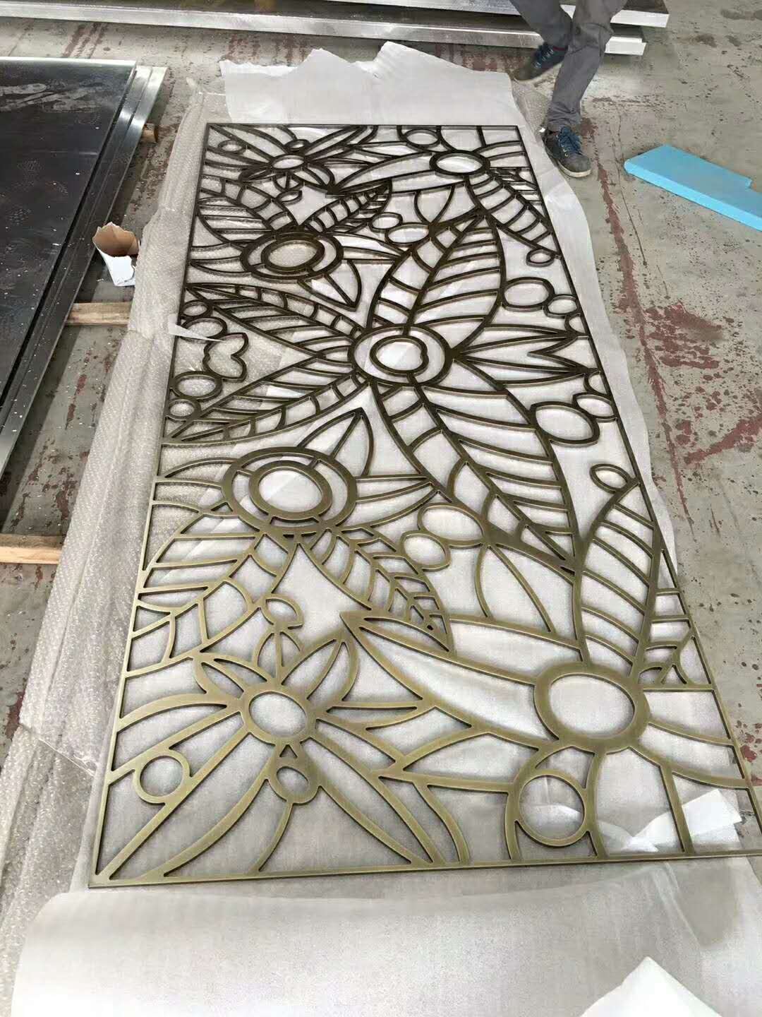 铜板雕刻屏风,纯铜雕花镂空花格