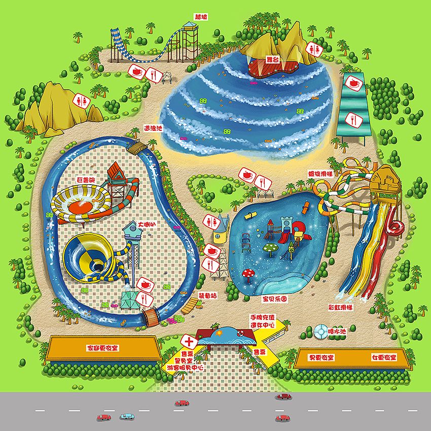 水上乐园平面图手绘图片