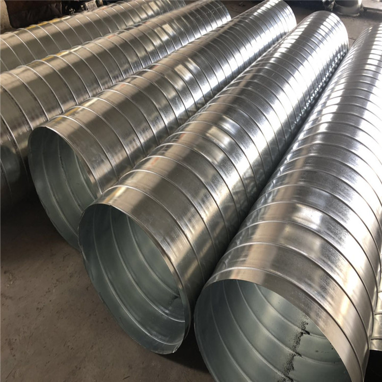 清远白铁皮风管加工,环保工业螺旋风管厂家