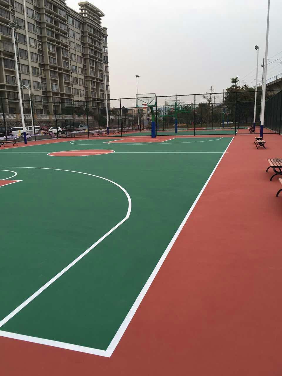 室内塑胶球场地坪工程弹性硅pu篮球场网球场面层施工