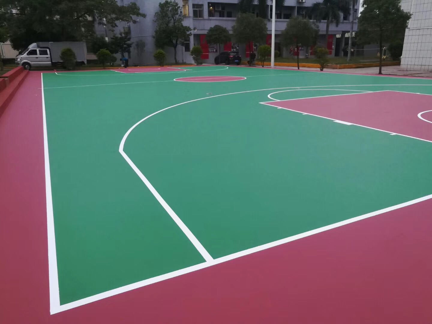 篮球场硅pu面层材料厂家学校篮球场硅pu地坪施工价格