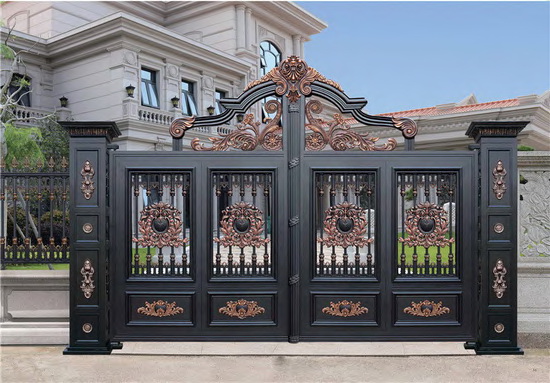 仿古农村自建房别墅庭院大门定制铝艺大门厂家