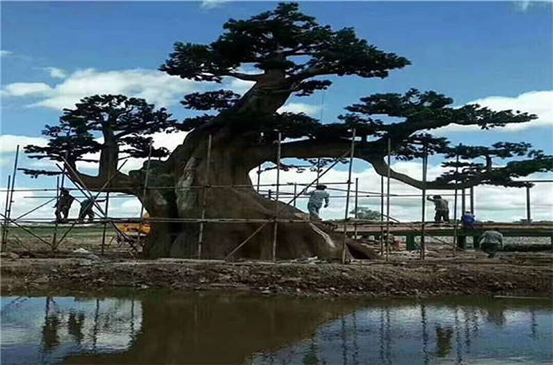 假山假樹大型水泥雕塑水泥欄杆人造景觀公園景區泥雕塑