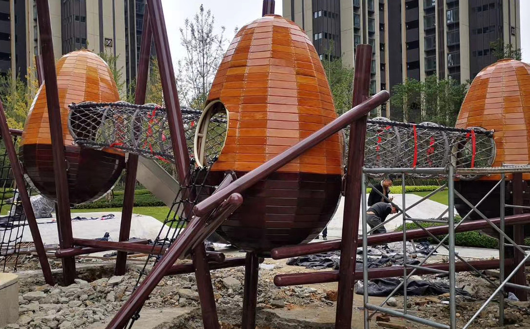 深圳儿童地产乐园木头户外非标滑梯厂家