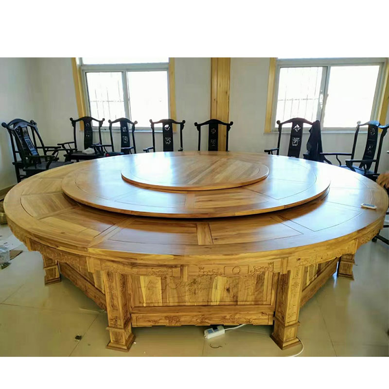 酒店家具厂家电动大圆桌可定制实木理石餐椅会所包厢