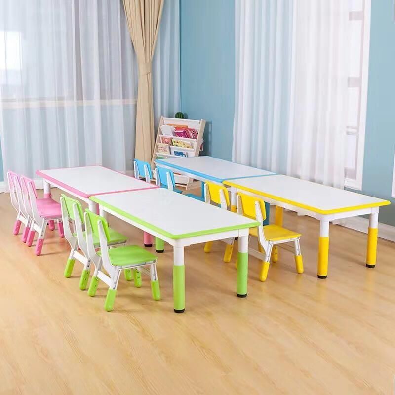幼儿园实木桌椅成都幼儿塑料六人桌四川儿童月亮桌