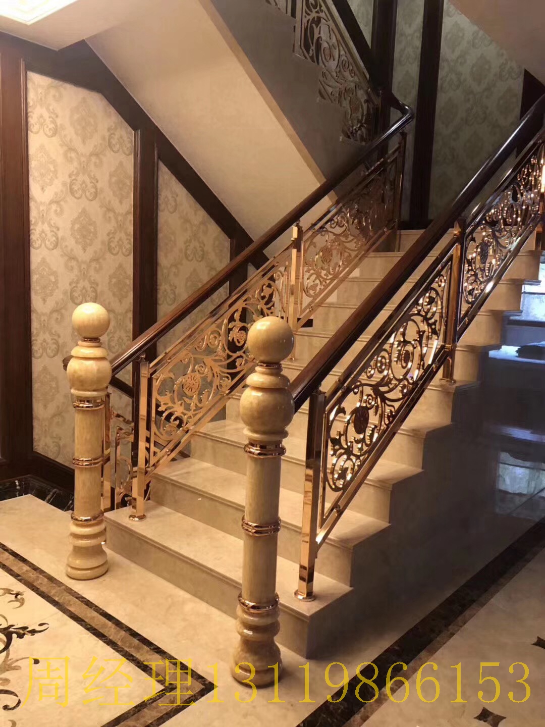 苏州k金豪华款铜镂空楼梯扶手售价