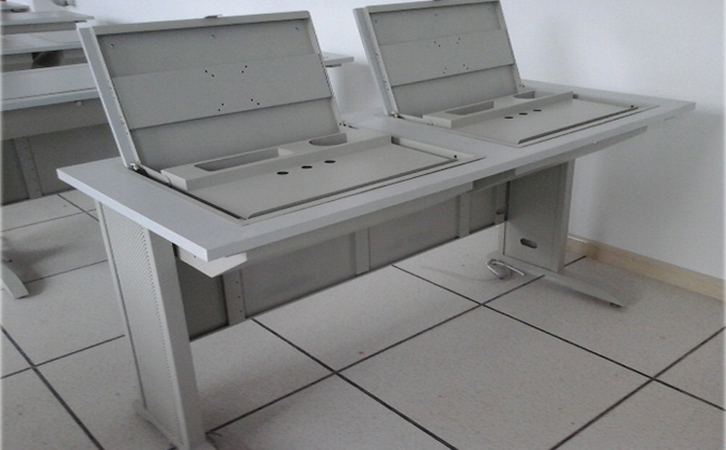 博奥手动翻板电脑桌电教室显示器翻转电脑桌厂家