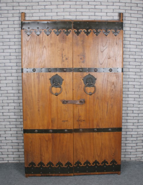 别墅庭院松木大门 榆木中式古典会所农庄门定做