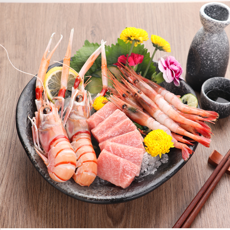 进口新鲜北极甜虾刺身冻虾海虾腹籽带籽北极冰虾