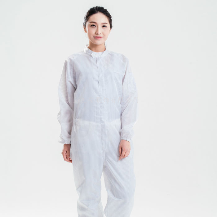 天桥美安世家白色立领涤纶二连体防静电服供应,厂家直