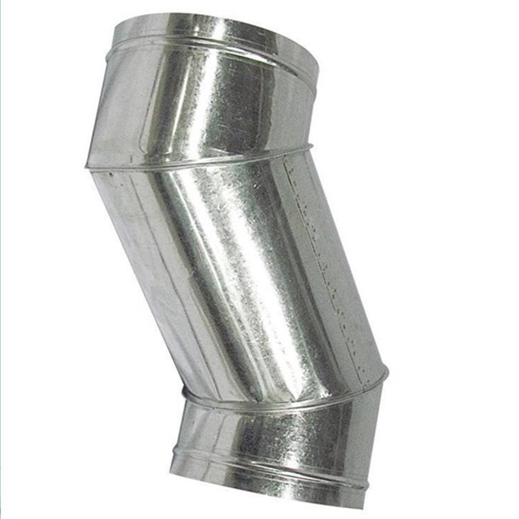 供应广东珠海螺旋风管厂家镀锌排气风管连接90度弯头