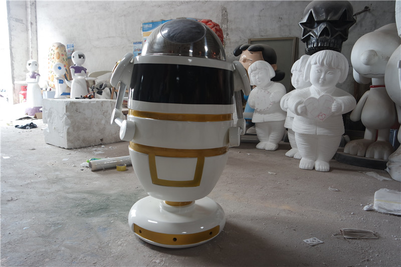 惠州港粤雕塑厂家直销ai智能机器人玻璃钢雕塑校园摆件