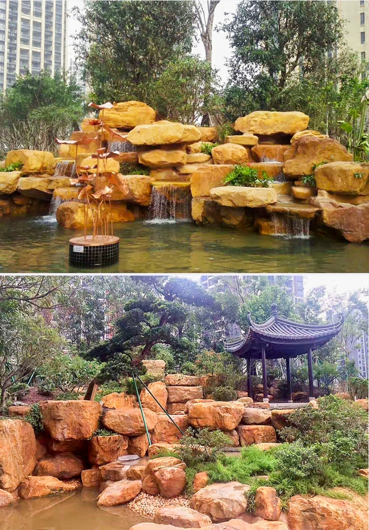 园林石庭院景观石黄色园林假山石材庭院点缀花园石