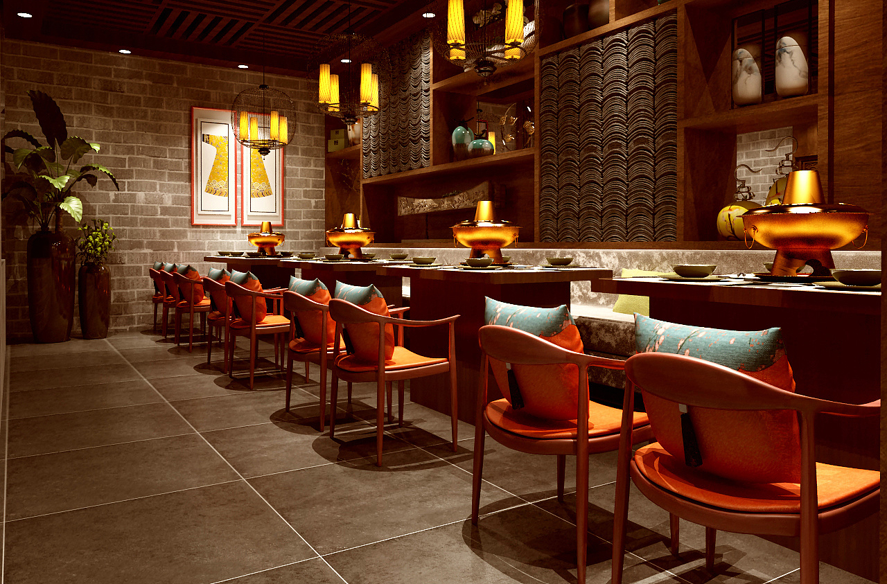 合肥老北京火锅店装修设计,炎炎夏日,开着空调涮羊肉