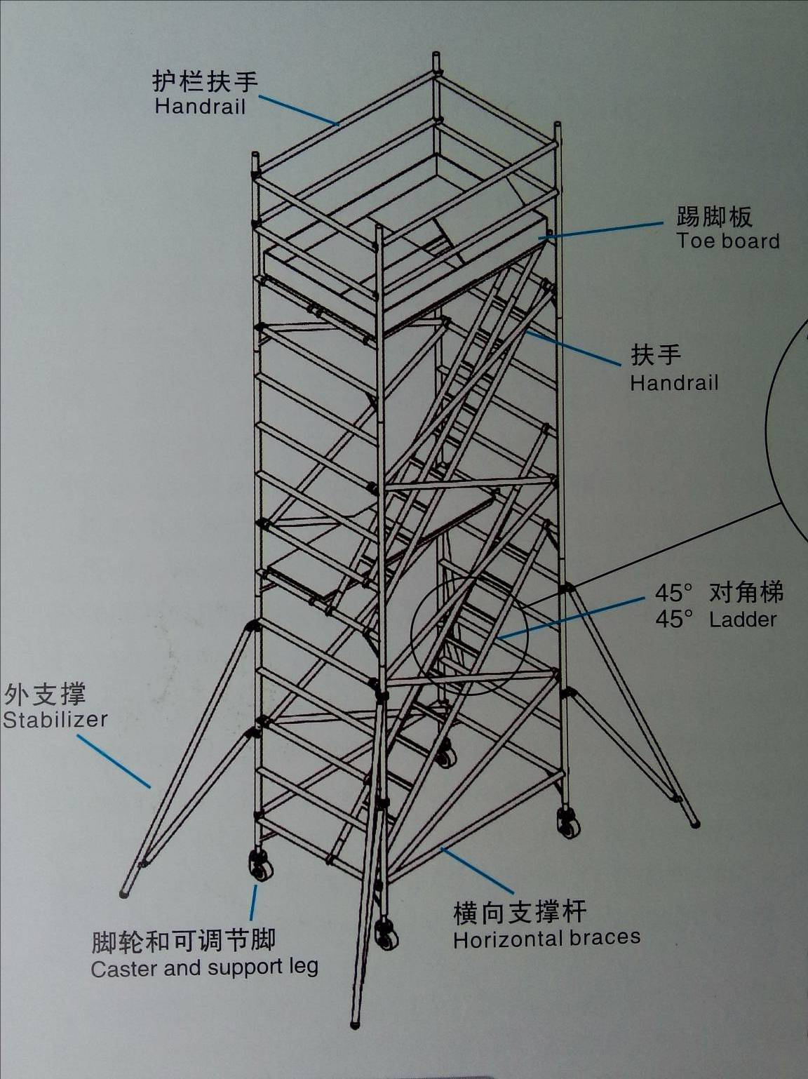 20米铝合金脚手架搭建方法台阶上搭建铝架各种地形