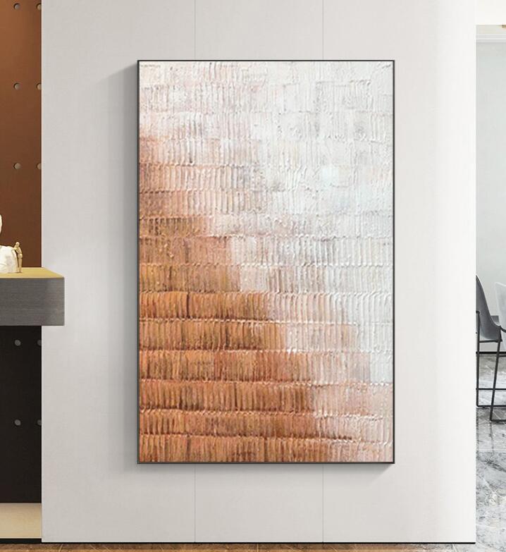 玄关装饰画厚肌理油画纯手绘手工设计师简约轻奢挂画新