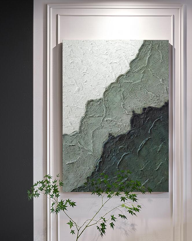 玄关装饰画厚肌理油画纯手绘手工设计师简约轻奢挂画新