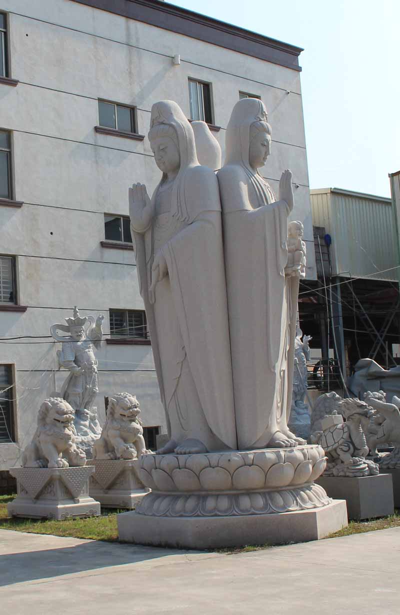 河北石雕刻三面观音立体浮雕633石雕观音石雕佛像厂