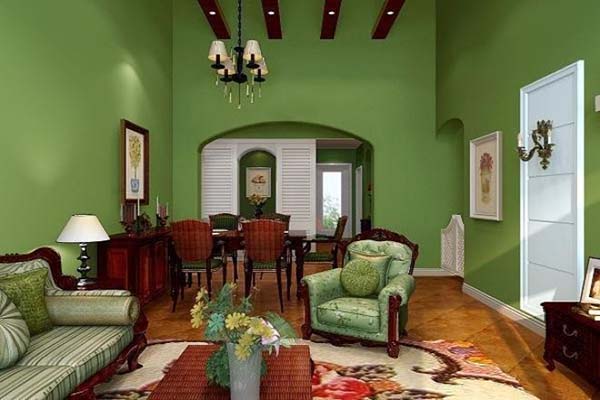 时尚许多,白色的沙发和纱窗中和了绿色的绚丽,再加上个性地毯来装饰